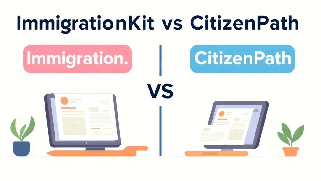 A professional illustration depicting immigrationKit vs CitizenPath Comparison
