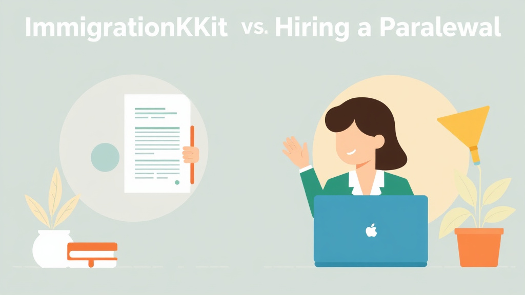 Illustration breaking down the fundamentals of immigrationKit vs Hiring a Paralegal