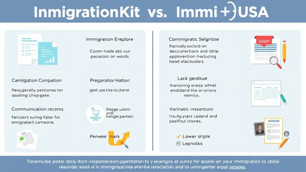 Action-oriented illustration showing how to apply immigrationKit vs Immi USA Comparison