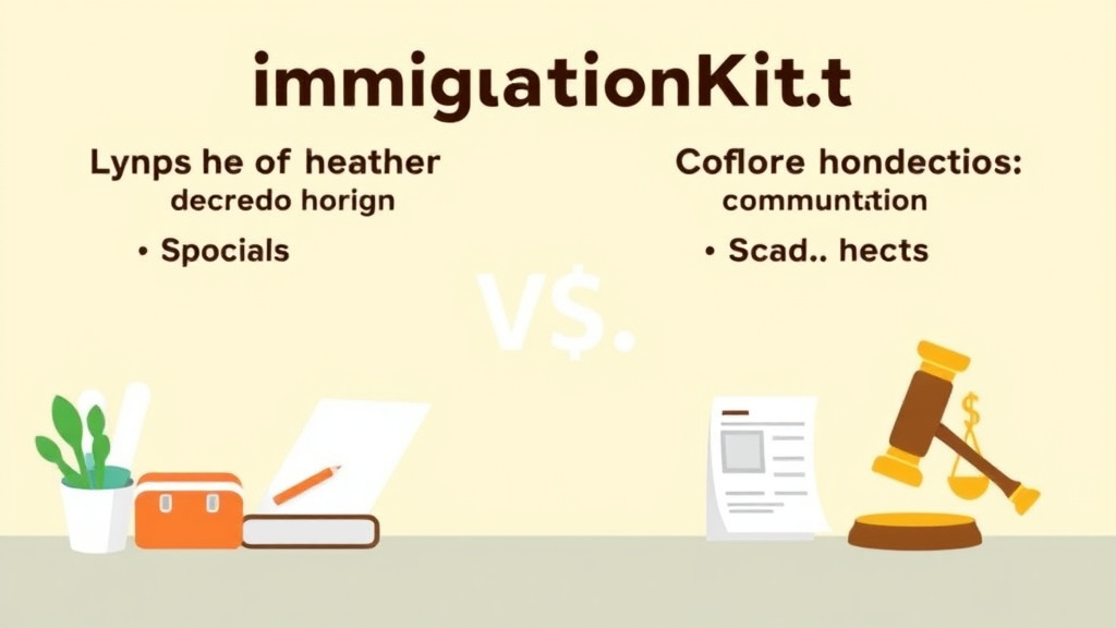A professional illustration depicting immigrationKit vs Immigration Attorney Cost Comparison