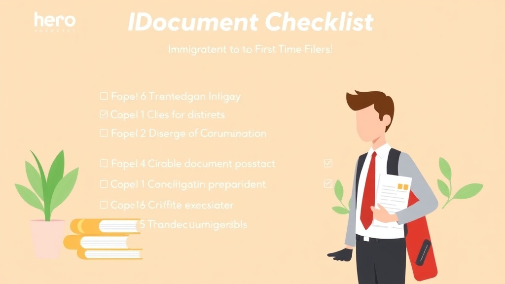 A professional illustration depicting i-131 Document Checklist for First Time Filers