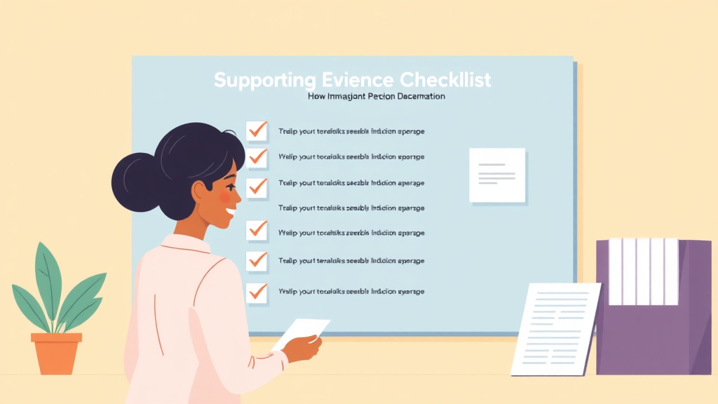 Educational graphic covering the essentials of supporting Evidence Checklist for I-290B