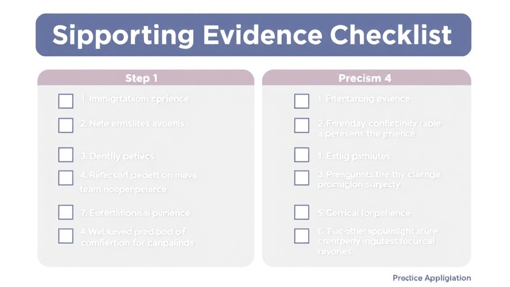 Process flow illustration for putting supporting Evidence Checklist for I-290B into action