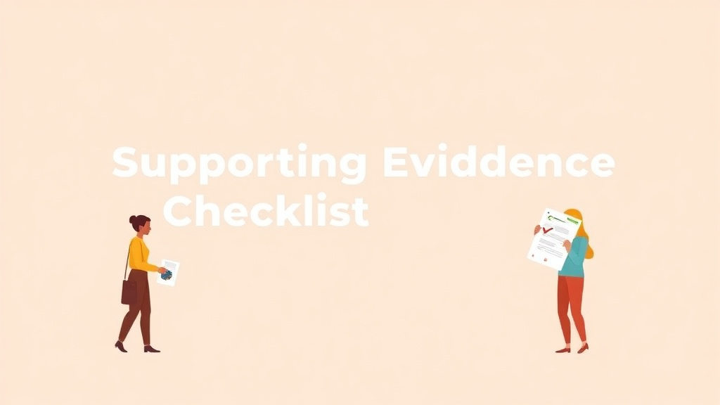 Educational graphic covering the essentials of supporting Evidence Checklist for I-526