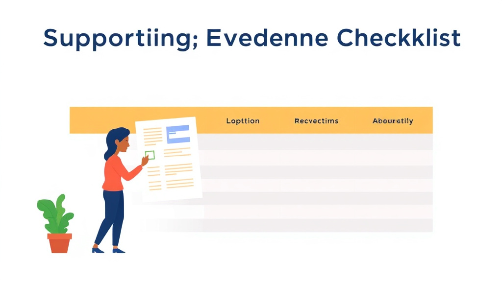 Visual overview of supporting Evidence Checklist for I-539 with key concepts highlighted