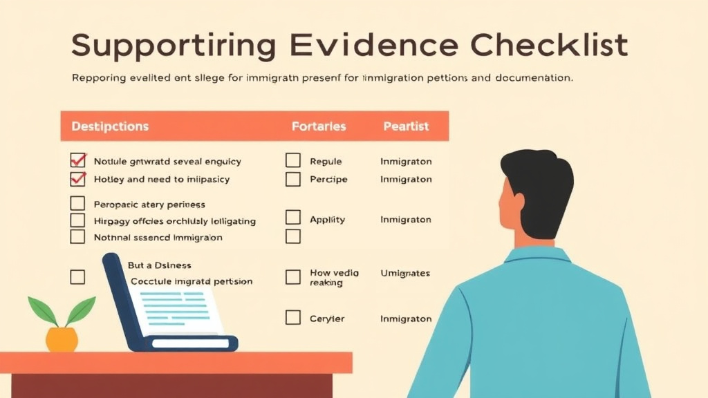 A professional illustration depicting supporting Evidence Checklist for I-765