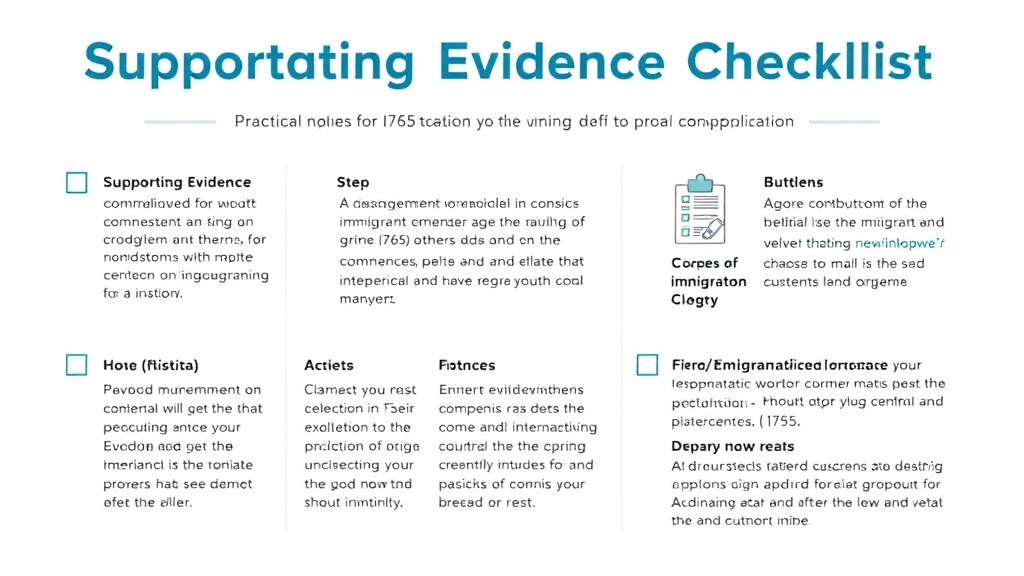 Process flow illustration for putting supporting Evidence Checklist for I-765 into action