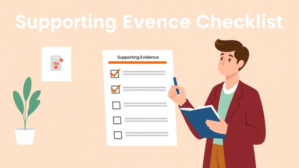 Educational graphic covering the essentials of supporting Evidence Checklist for I-94