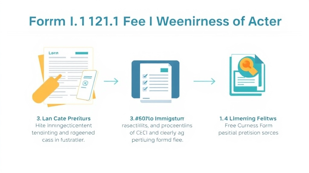 Action-oriented illustration showing how to apply form I-131 Fee Waiver Eligibility