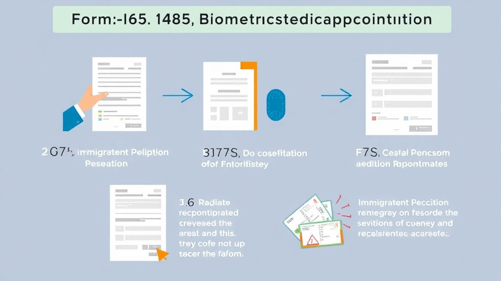 Action-oriented illustration showing how to apply form I-485 Biometrics Fee and Appointment