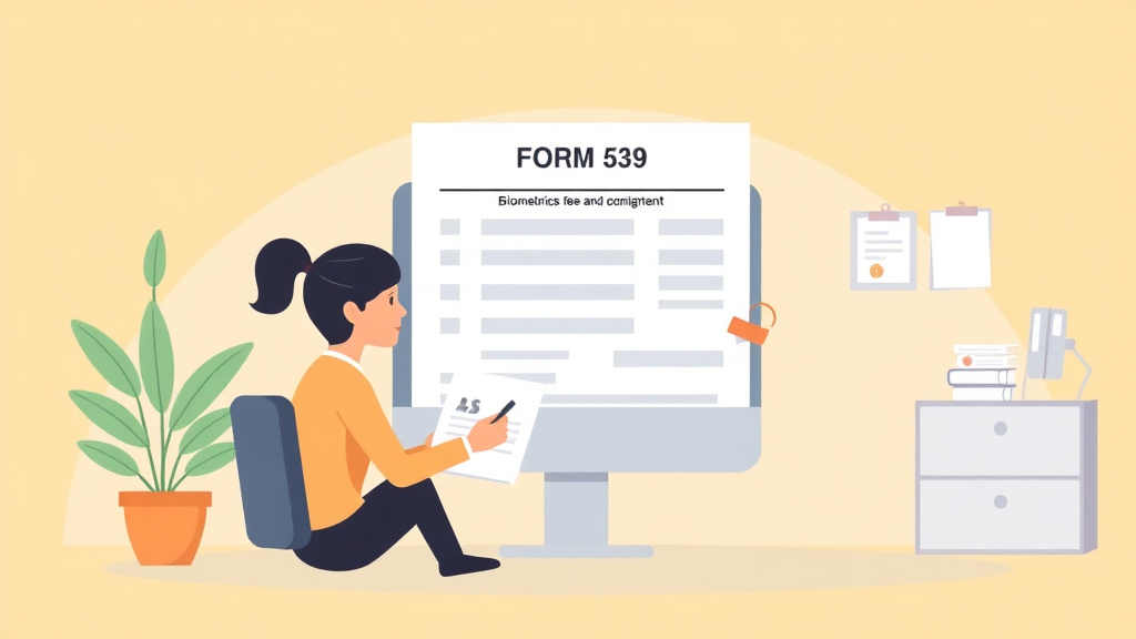 Visual overview of form I-539 Biometrics Fee and Appointment with key concepts highlighted