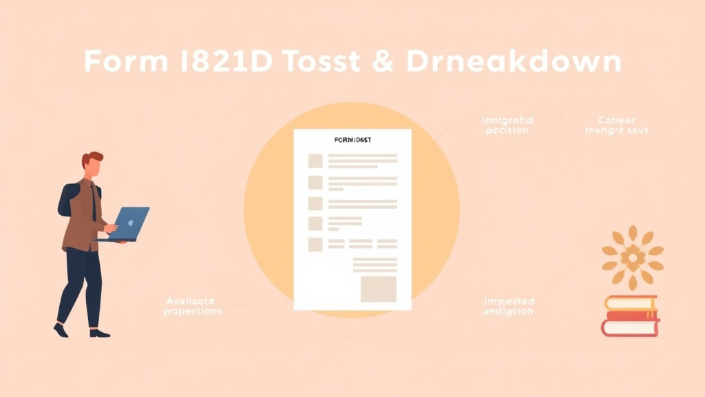 A professional illustration depicting form I-821D Total Cost Breakdown