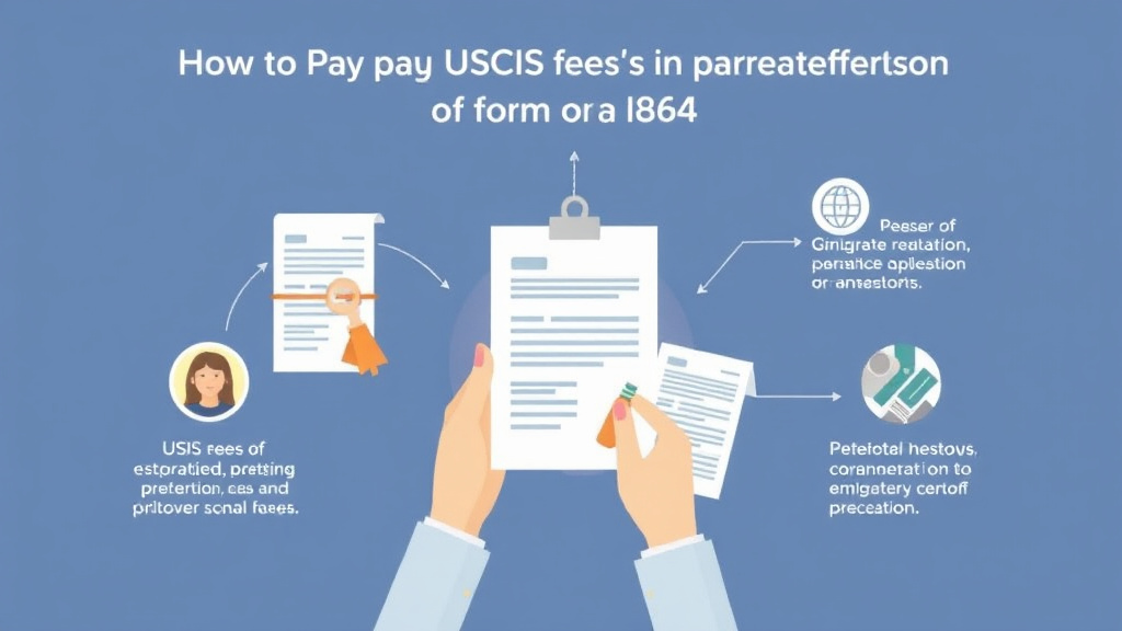 Action-oriented illustration showing how to apply pay USCIS Fees for Form I-864