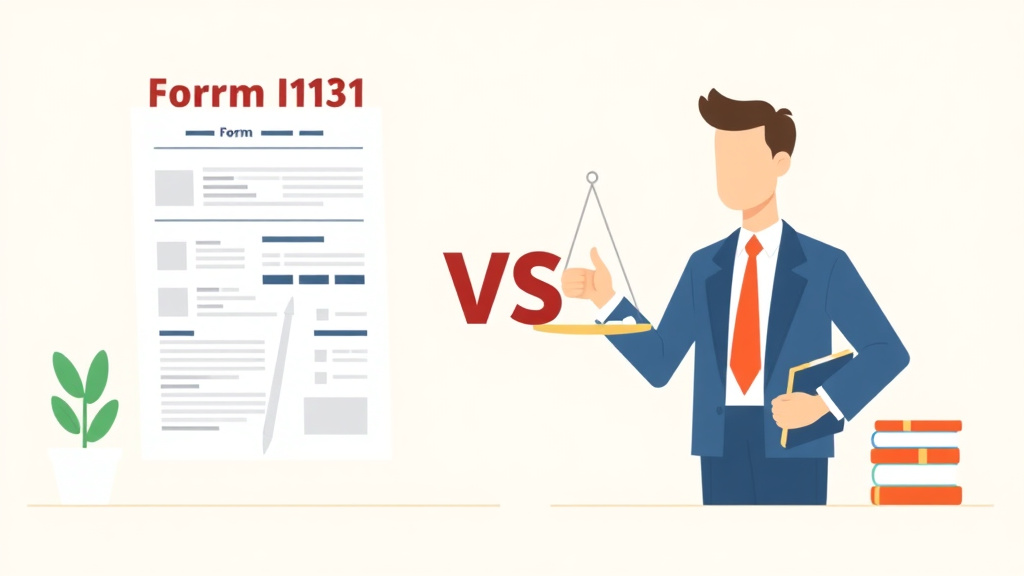Clear illustration of form I-131 vs Hiring a Lawyer: Cost Comparison with supporting details