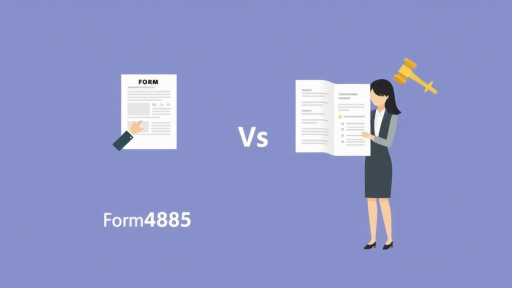 A professional illustration depicting form I-485 vs Hiring a Lawyer: Cost Comparison