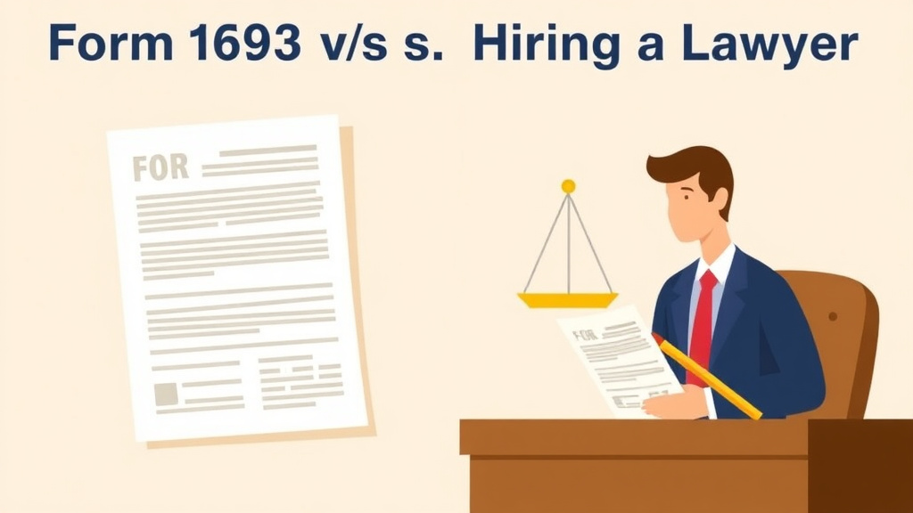 A professional illustration depicting form I-693 vs Hiring a Lawyer: Cost Comparison