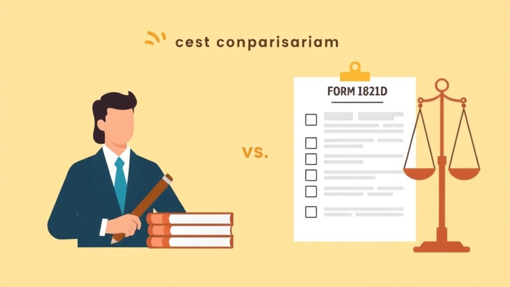 An informative visual explaining form I-821D vs Hiring a Lawyer: Cost Comparison for beginners and professionals