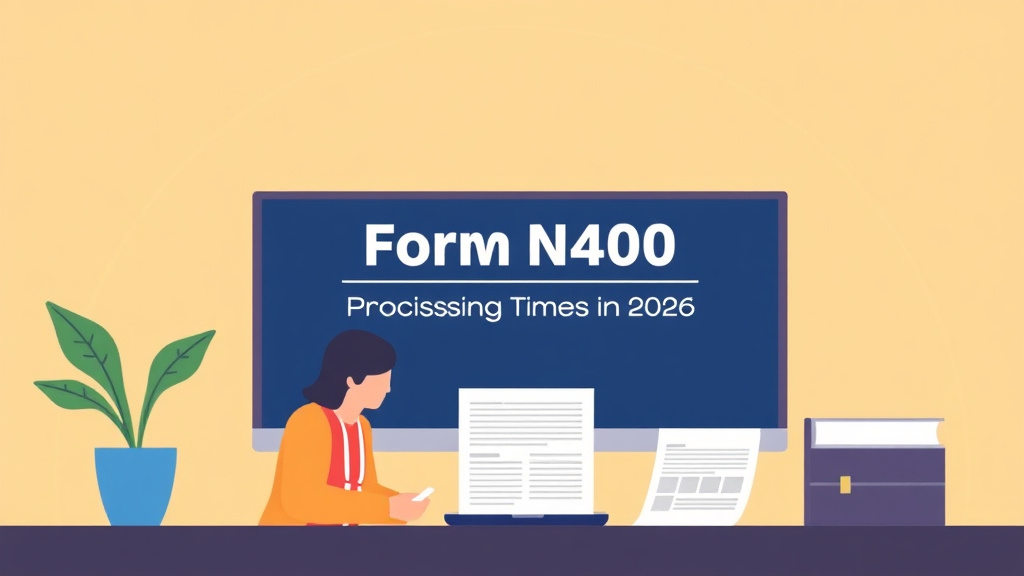 Educational graphic covering the essentials of form N-400 Processing Times in 2026