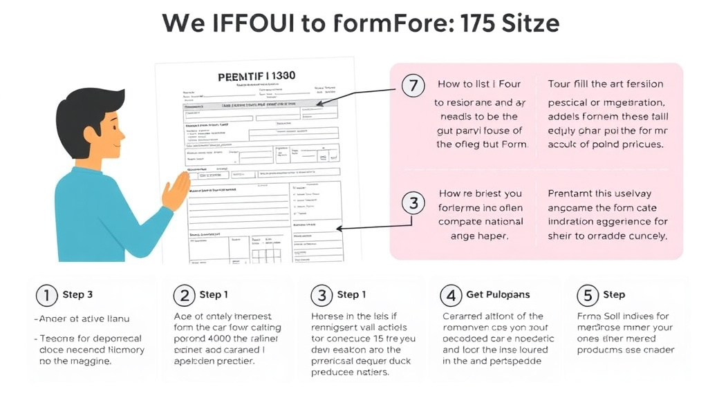 Action-oriented illustration showing how to apply fill Out Form I-130 Step by Step