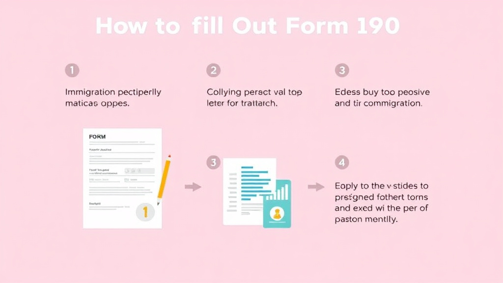 Action-oriented illustration showing how to apply fill Out Form I-90 Step by Step