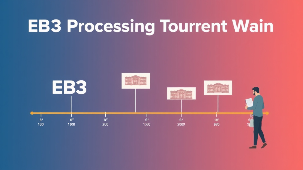 A professional illustration depicting EB-3 Processing Timeline Current Wait