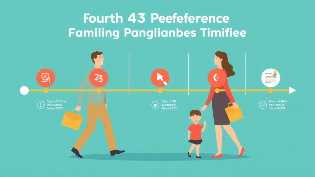 A professional illustration depicting fourth Preference Family Immigration Timeline