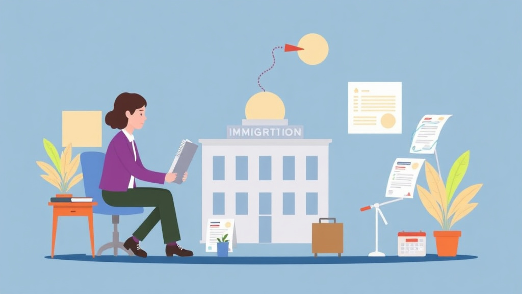 A professional illustration depicting how I-765 Fits Into the Immigration Process