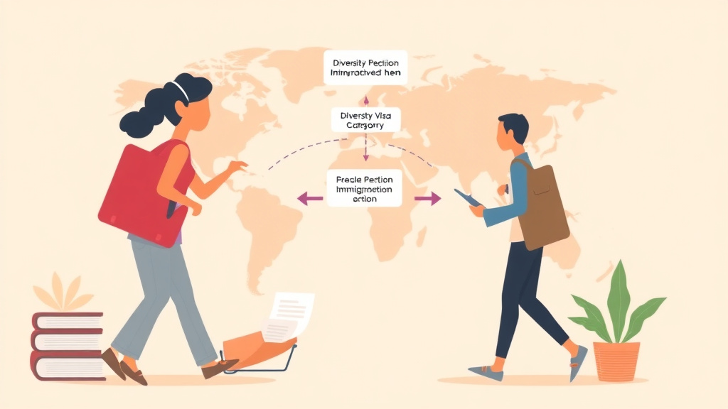 Illustration breaking down the fundamentals of immigration Process for Diversity Visa Category