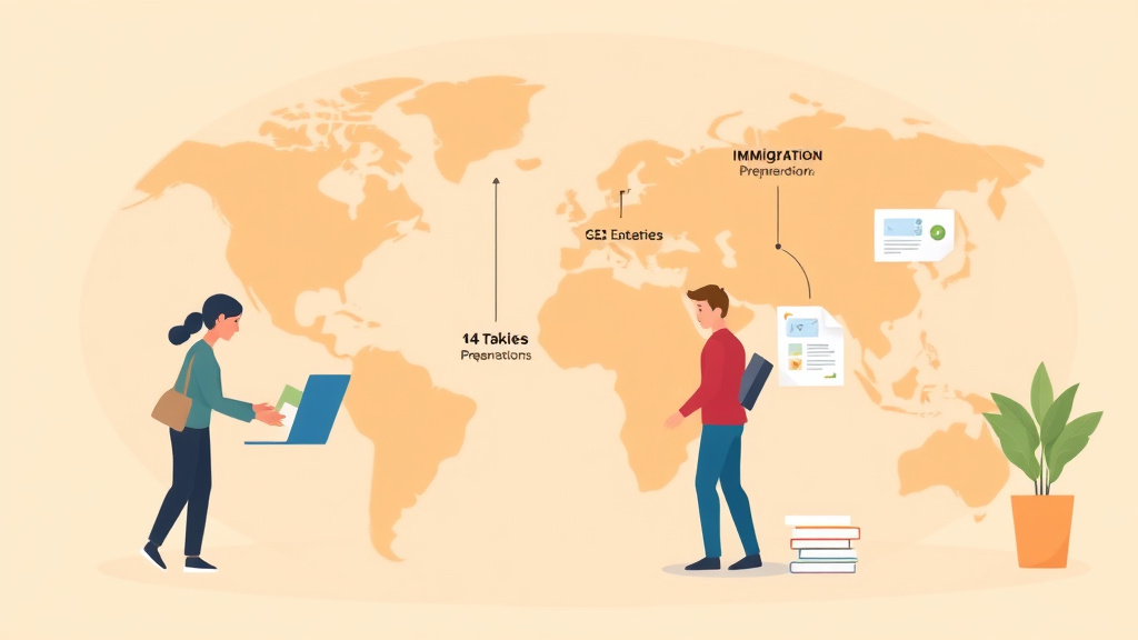 A professional illustration depicting immigration Process for H-4 Category