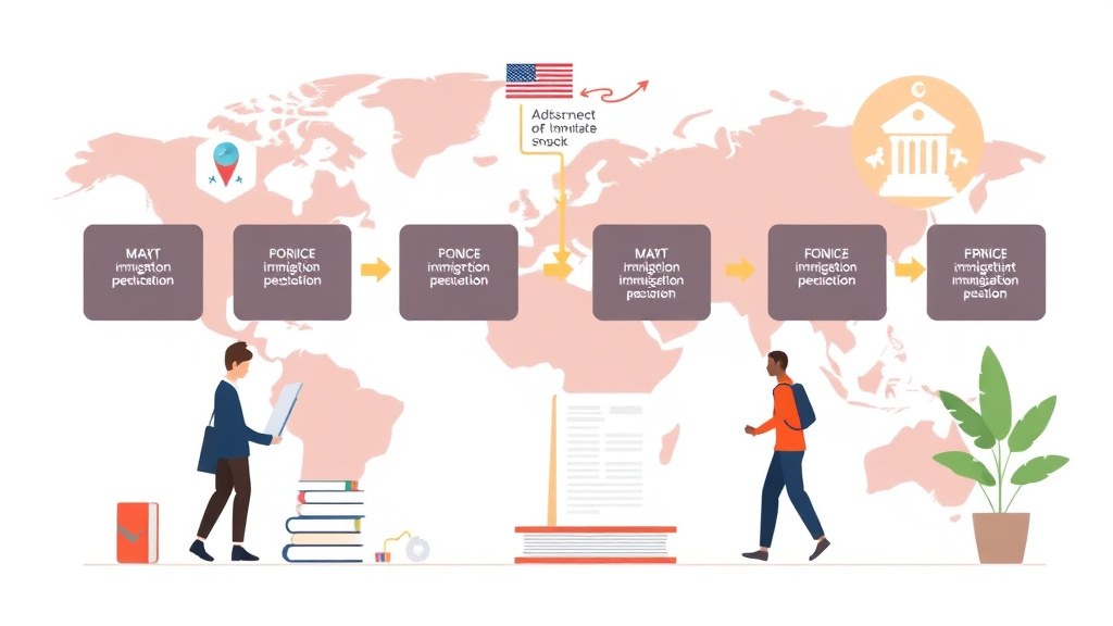 Educational graphic covering the essentials of immigration Process for K-3 Category