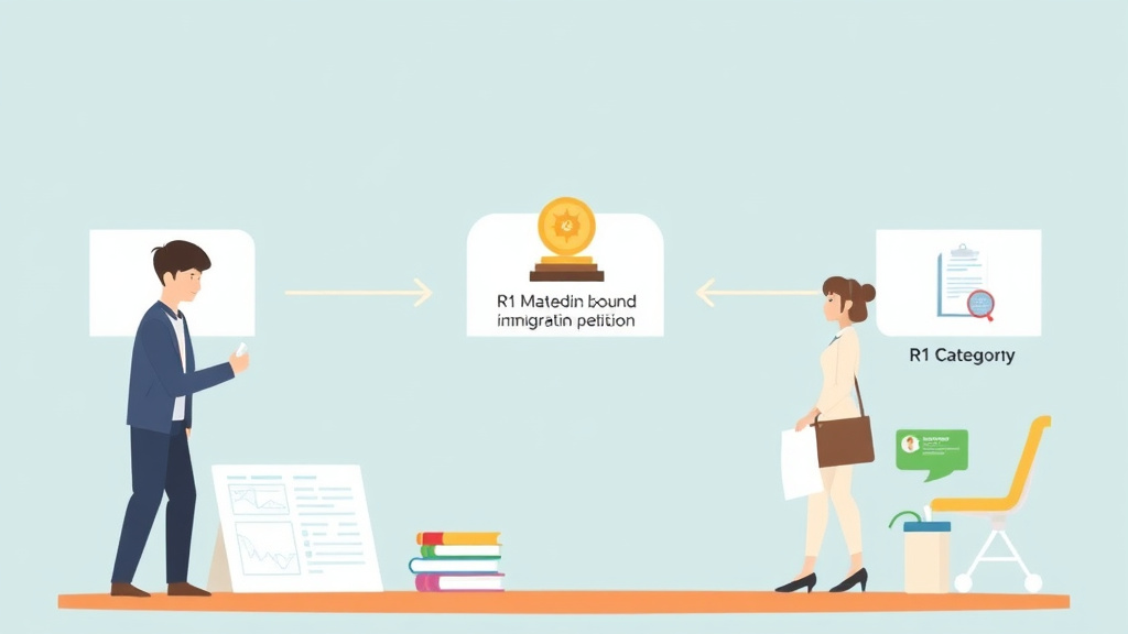An informative visual explaining immigration Process for R-1 Category for beginners and professionals