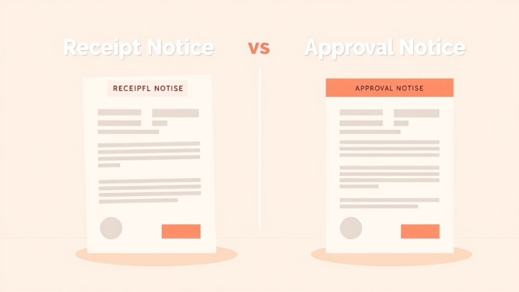 Educational graphic covering the essentials of receipt Notice vs Approval Notice Differences