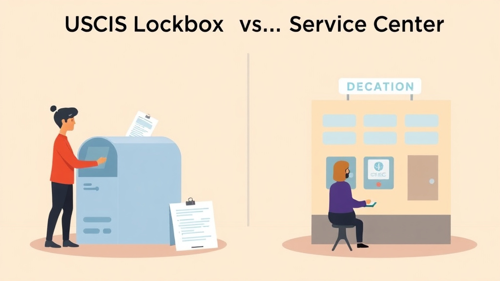 Clear illustration of USCIS Lockbox vs Service Center Differences with supporting details