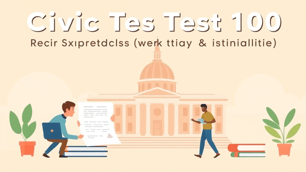 Educational graphic covering the essentials of civics Test 100 Questions Study Guide