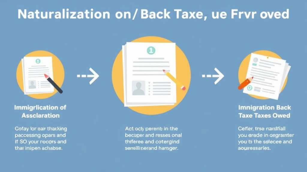 Step-by-step visual guide for implementing naturalization and Back Taxes Owed