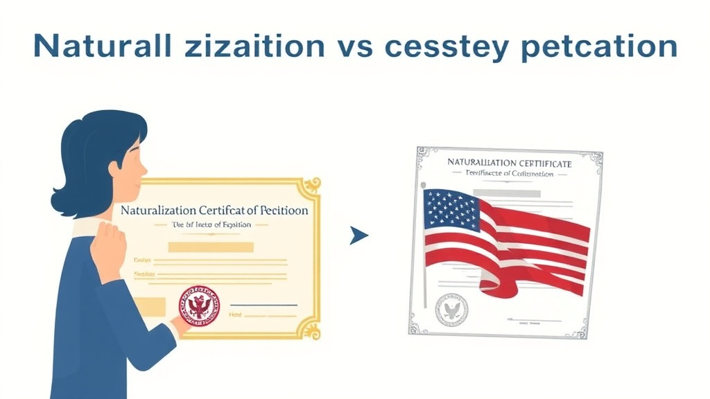 Conceptual diagram showing how naturalization Certificate vs Certificate of Citizenship works in practice