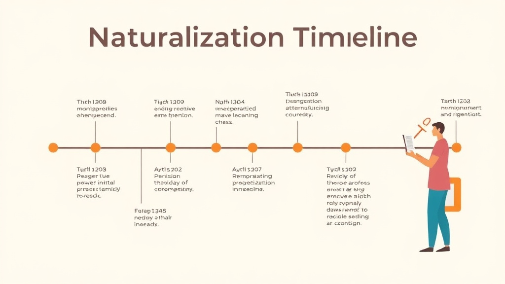 Educational graphic covering the essentials of naturalization Timeline From Filing to Oath