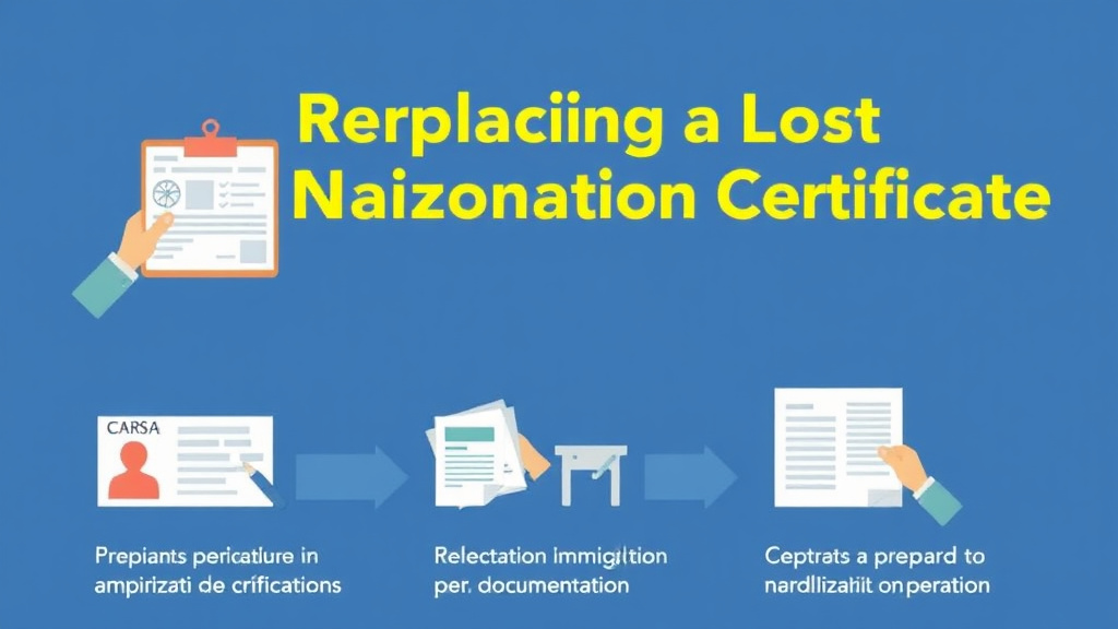 Step-by-step visual guide for implementing replacing a Lost Naturalization Certificate