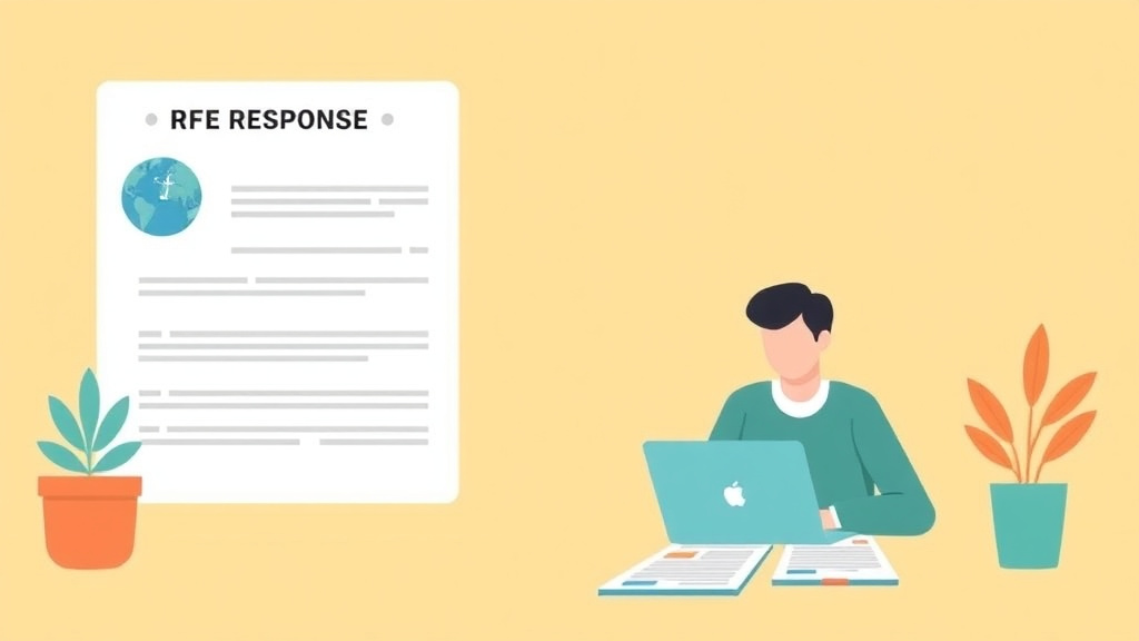 A professional illustration depicting RFE Response Template for I-539