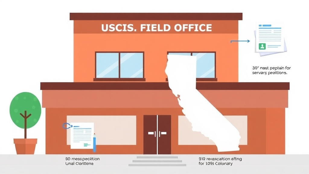 Process flow illustration for putting USCIS Field Office in California Location and Tips into action