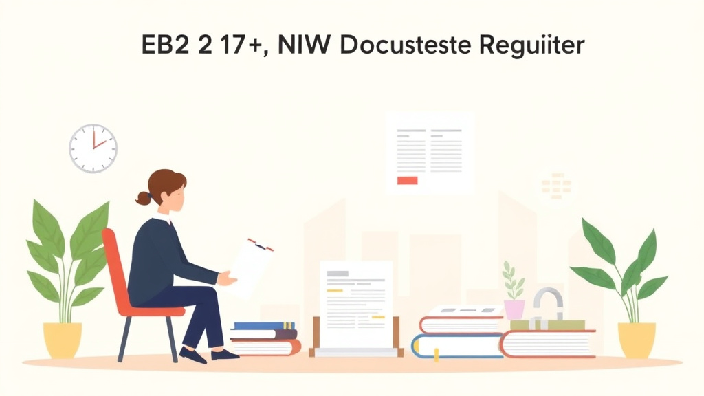 Educational graphic covering the essentials of EB-2 NIW Visa Documents Required