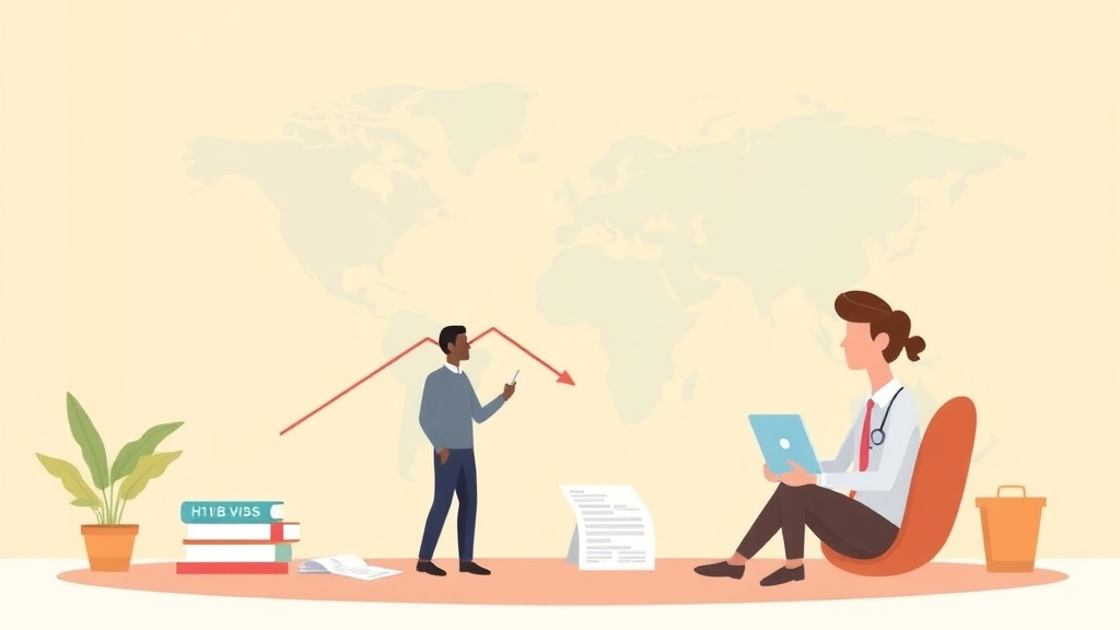 A professional illustration depicting h-1B Visa Processing Times 2026