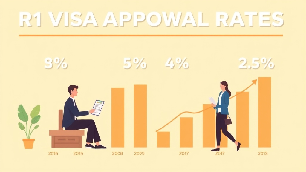 Clear illustration of r-1 Visa Approval Rates and Statistics with supporting details
