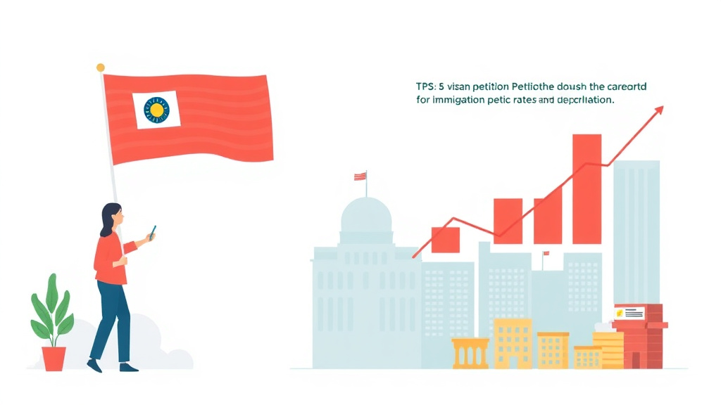 A professional illustration depicting TPS Visa Approval Rates and Statistics